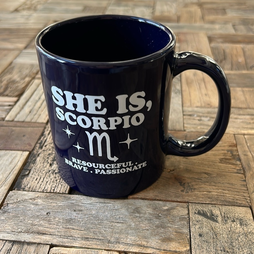 Scorpio Navy Blue White Coffee Mug NEW